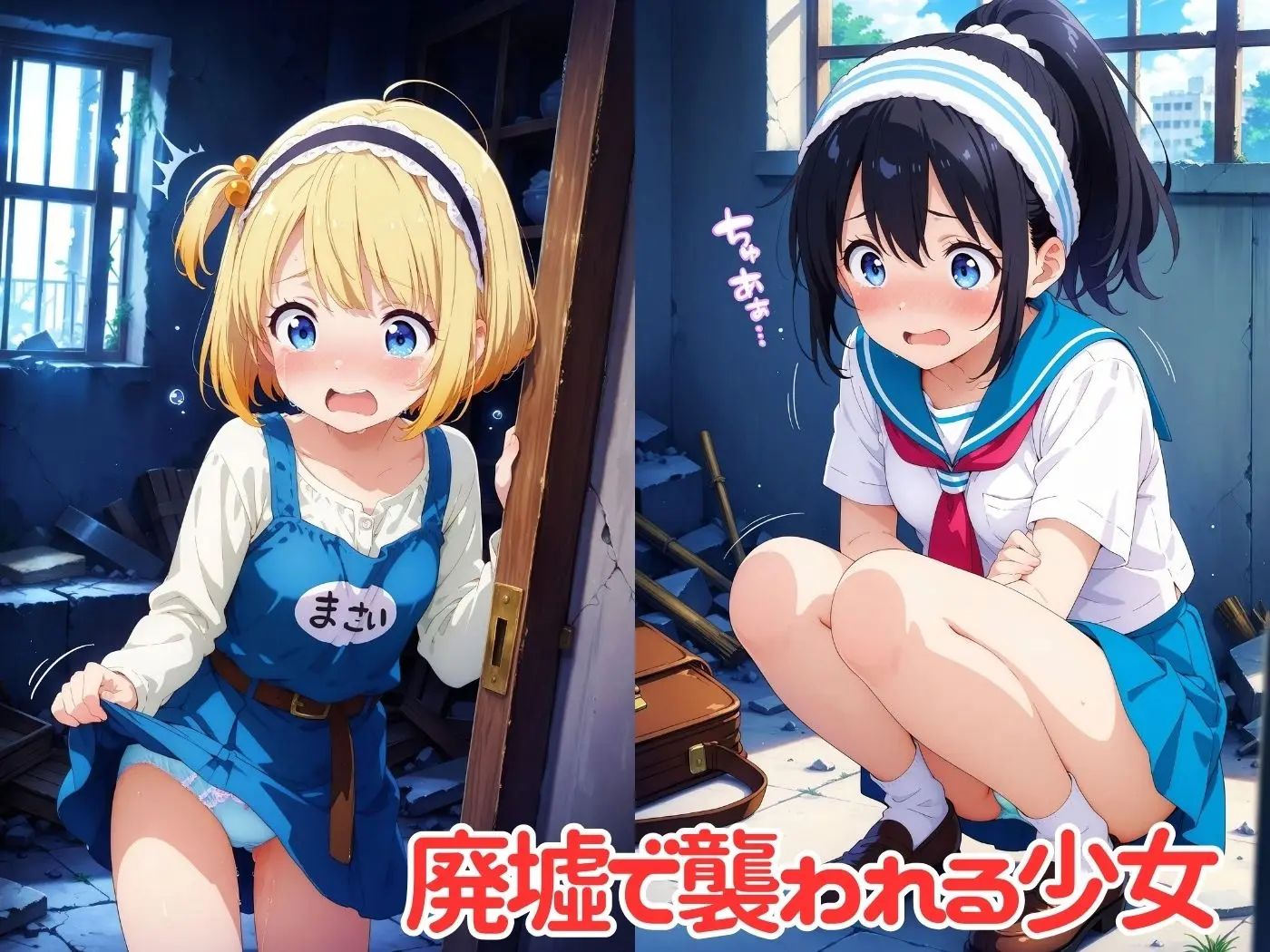 廃墟で同級生たちにHなイタズラ♪ 画像1