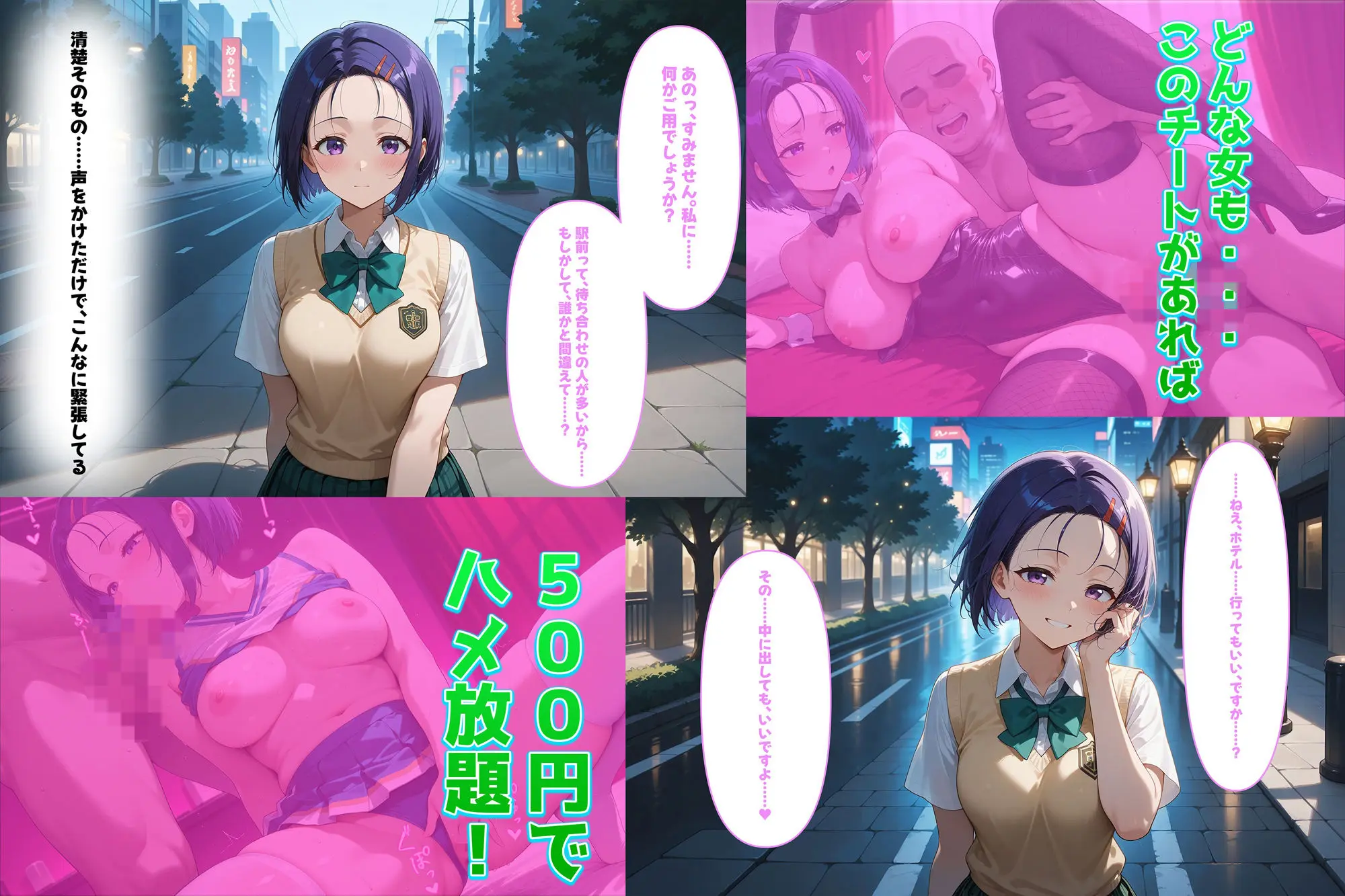 500円でパパ活確定チート〜ワンコインで美少女と即ラブホ！中出し孕ませ確定援交〜［西連〇春奈編］［To〇veる］［CG500枚］ 画像1